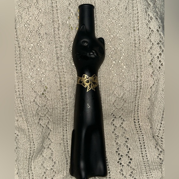 Black Opaque Cat Glass Empty Wine Bottle - Picture 1 of 4
